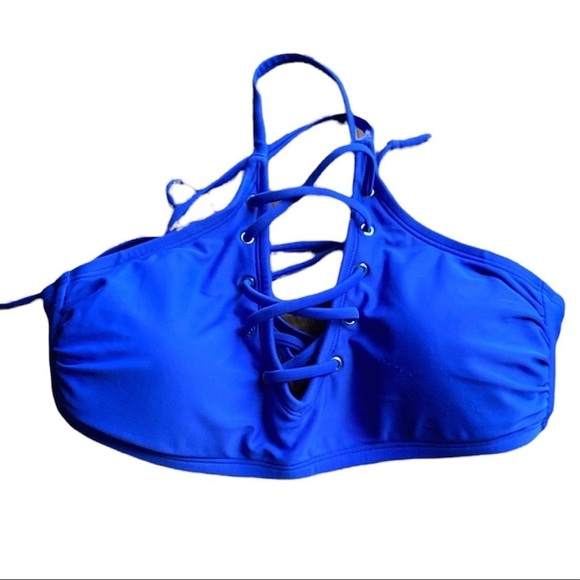 Xhilaration Womens Lace-Up Bralette Bikini Top or Bottom Rio Blue DD - Picture 4 of 7